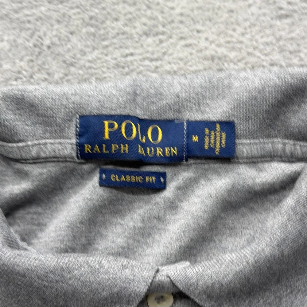 Polo Ralph Lauren Polo Shirt Mens Medium Gray 100% Cotton Pony Logo Short Sleeve